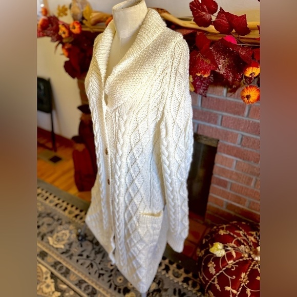 𝅺HANDMADE CABLE KNIT CARDIGAN SWEATER COAT - Picture 7 of 17